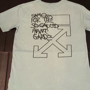 Original Capital-OFF WHITE colabration Light green tee with front & back text